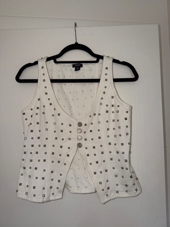 Nasty Gal Tops - Nasty Gal Studded Denim Corset Top – White – US 8